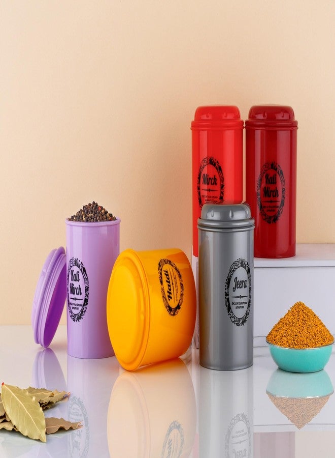 DEW MAT Kitchen Storage Containers Set plastic, 8 Piece Spice Jars with Lids, Multi-Colored Canisters for Masala, Sugar, Mirch, Haldi ETC... - Image 3